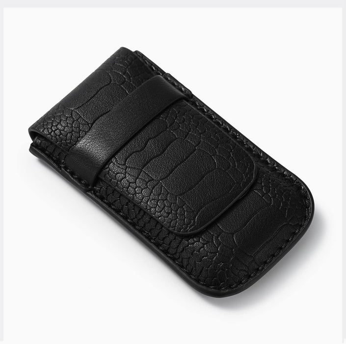 Classic Black Single Slot Leather Flap Watch Pouch