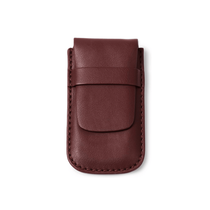 Classic Burgundy Single Slot Leather Flap Watch Pouch