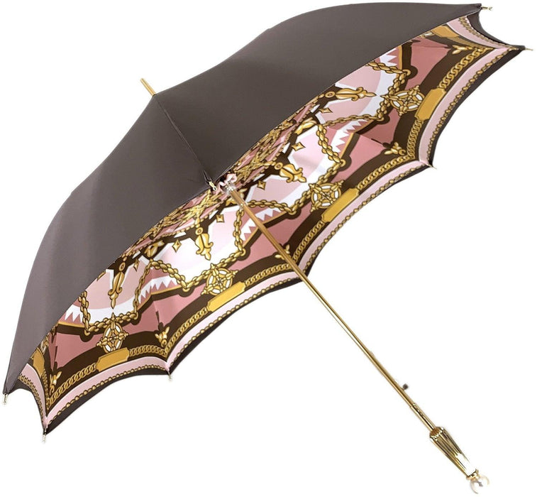 Classic Chain Design Brown and Pink Umbrella