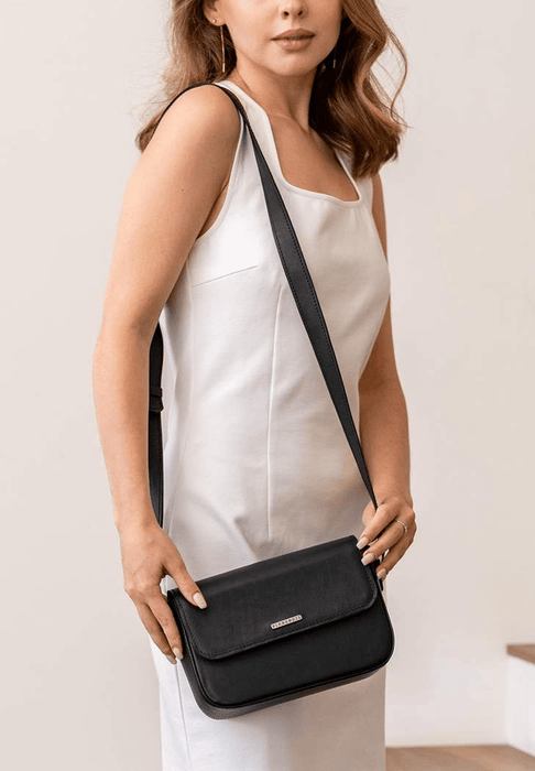 Classic Compact Leather Crossbody Bag for Ladies