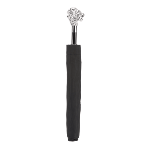 Classic Design Silver Lion Handle Black Folding Umbrella