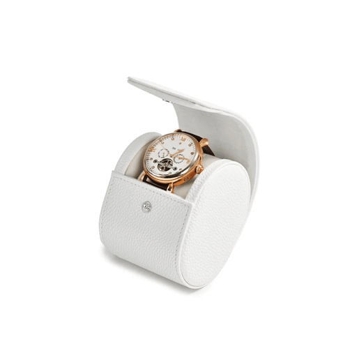 Classic Design White Leather Watch Case - 1 Slot