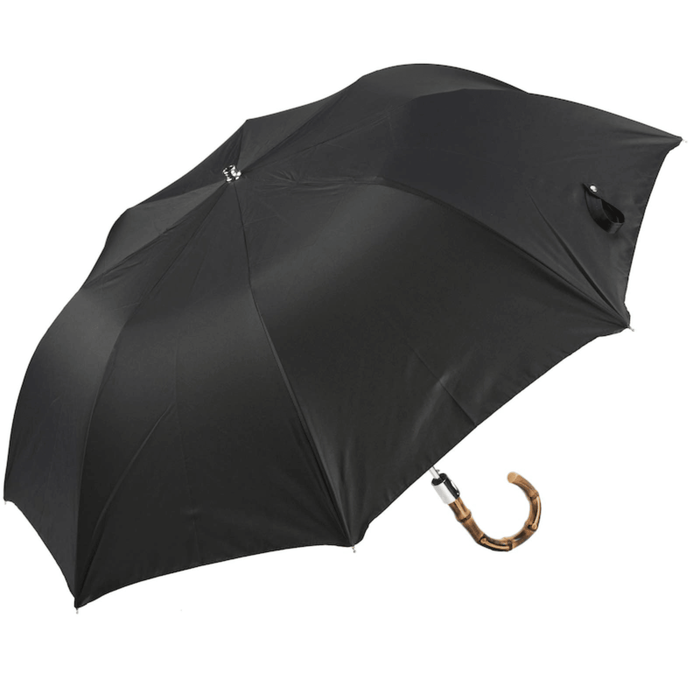 Classic Designer Whangee Handle Folding Black Umbrella