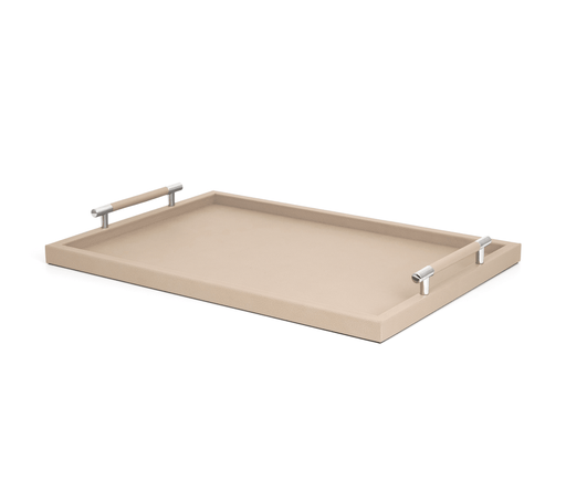 Classic Elegant Dedalo Tray with Genuine Leather and Luxe Metal Handles