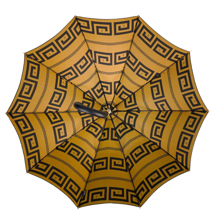 Classic Elegant Italian Greek Design Umbrella with Luxurious Leather Handle