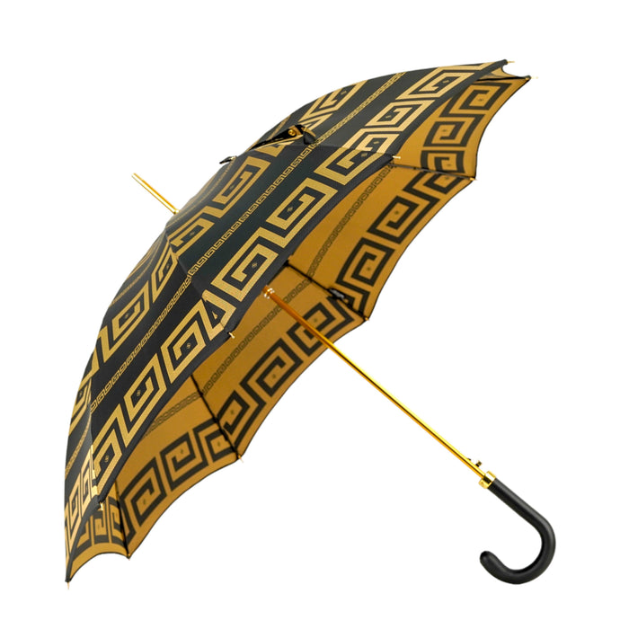 Classic Elegant Italian Greek Design Umbrella with Luxurious Leather Handle