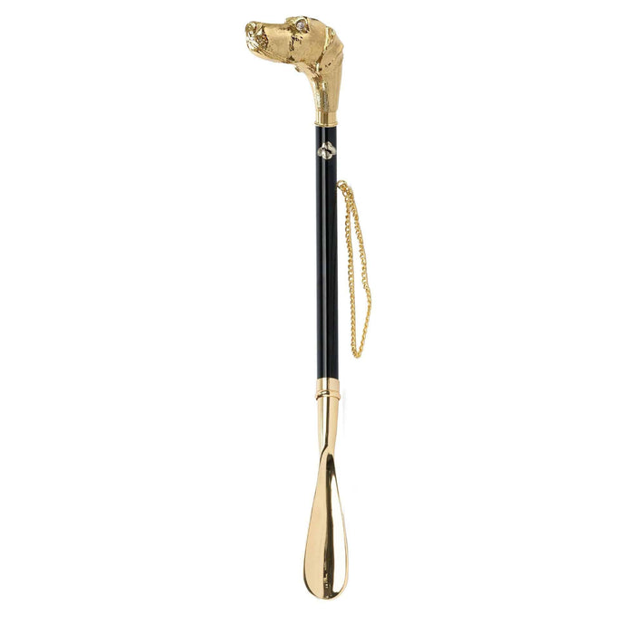 Classic Golden Chic Shoehorn with Dog-Headed Grip