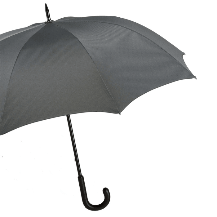 Classic Leather Black Handle Grey Mini Chevron Umbrella