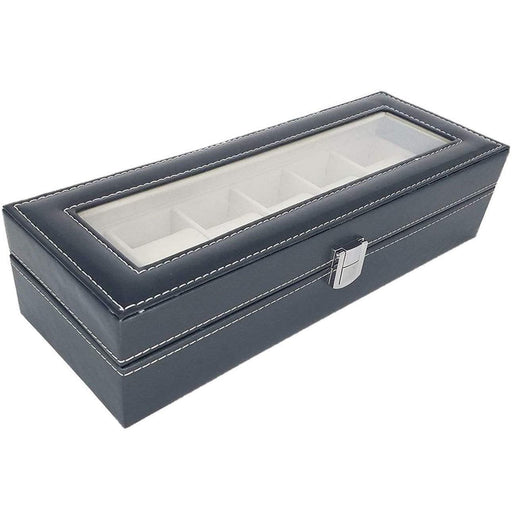 Classic Leatherette Watch Box with 6 Convenient Slots