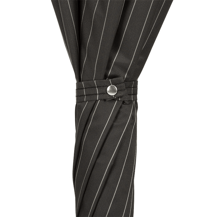 Classic Striped Black Umbrella with Silver Knob Handle