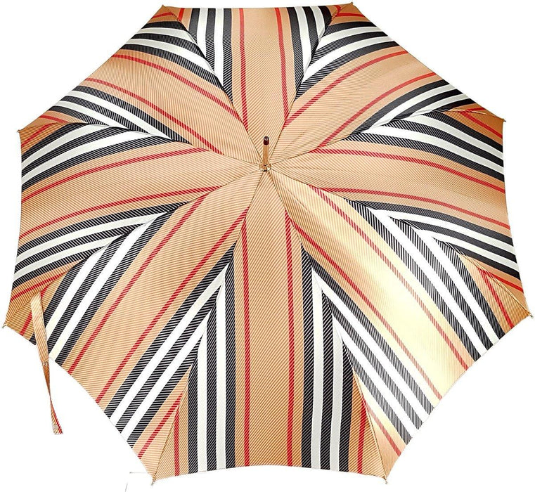 Classic Striped Men's Umbrella with a Stylish Bamboo Handle