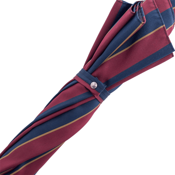 Classic Striped Umbrella with Navy Leather Handle