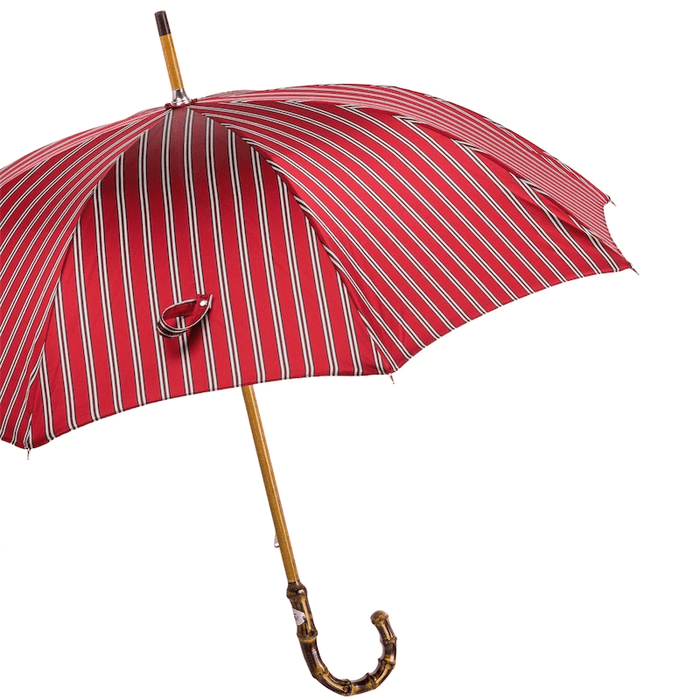 Classic Stylish Striped Umbrella with Bamboo Handle