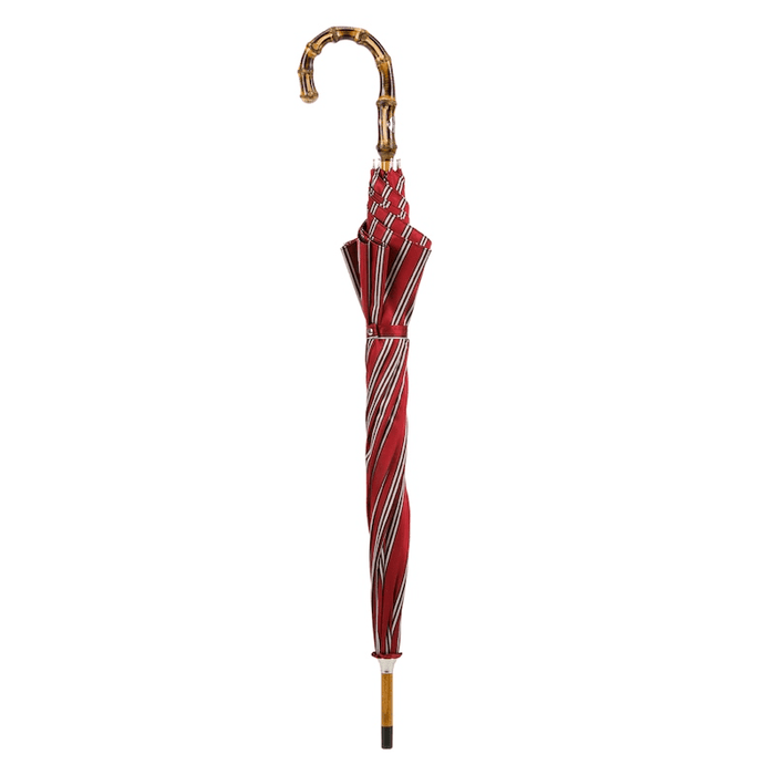 Classic Stylish Striped Umbrella with Bamboo Handle