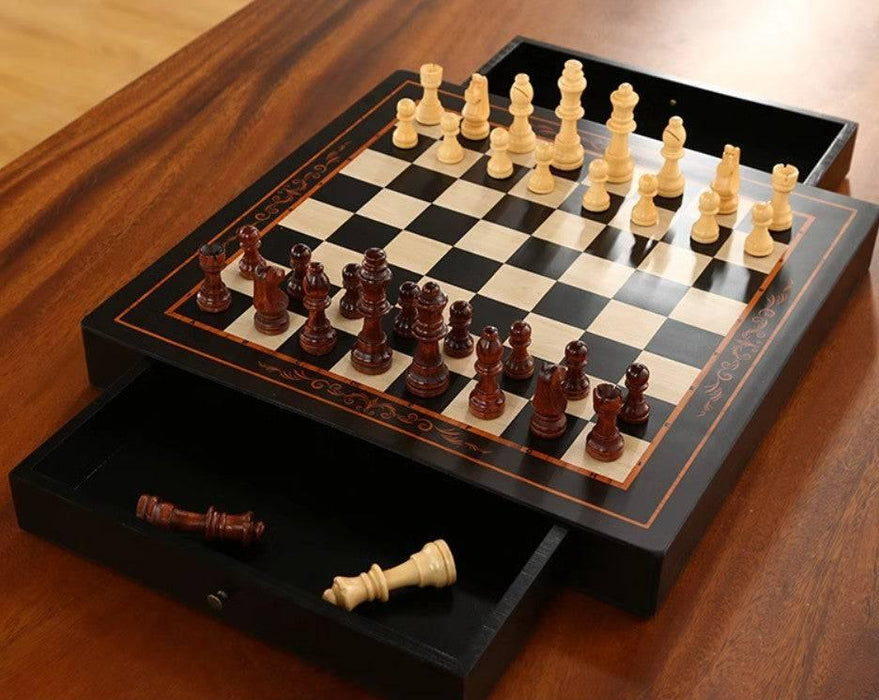 Classic Wooden Chess Set With Storage Chest, Compact Sized Chess Set