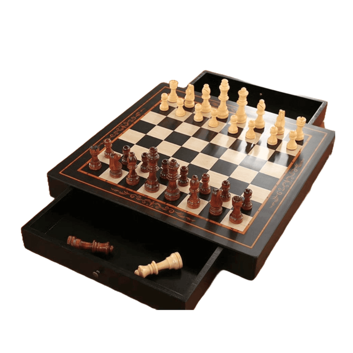 Classic Wooden Chess Set With Storage Chest, Compact Sized Chess Set