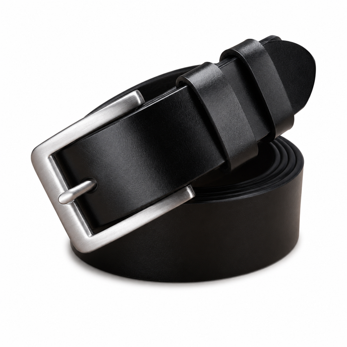 classic men's black leather belt