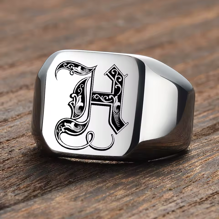 classic mens square signet ring