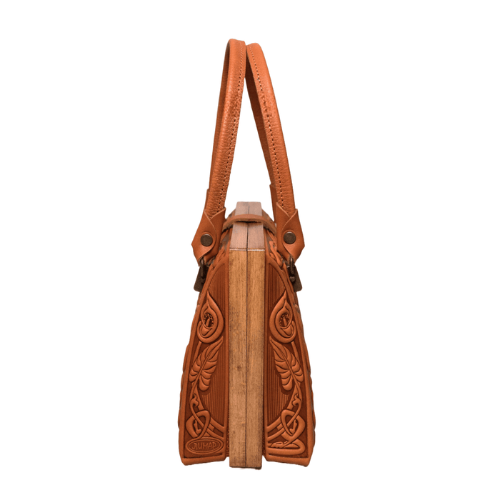 Cognac Leather Purse, Stylish Tote Bag with Top Handle for Everyday Use