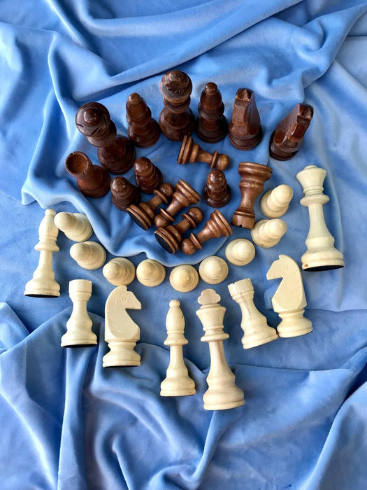 Collection of Small Custom Wooden Chess Pieces, Chessmen