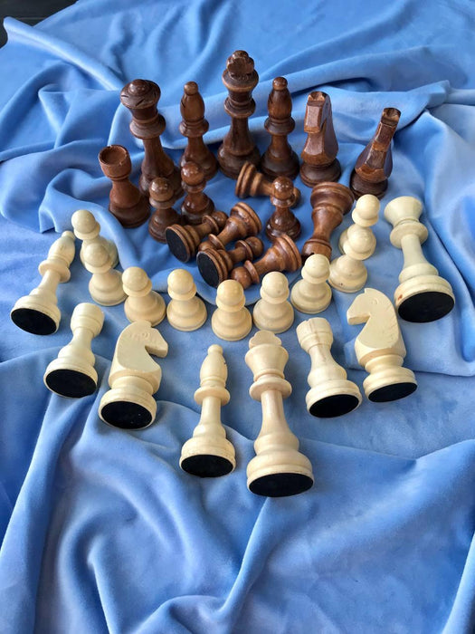 Collection of Small Custom Wooden Chess Pieces, Chessmen