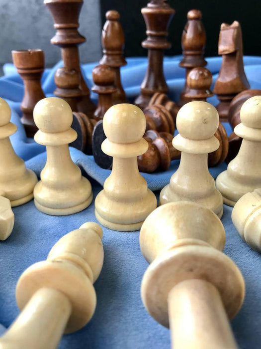 Collection of Small Custom Wooden Chess Pieces, Chessmen