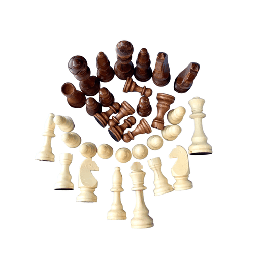 Collection of Small Custom Wooden Chess Pieces, Chessmen