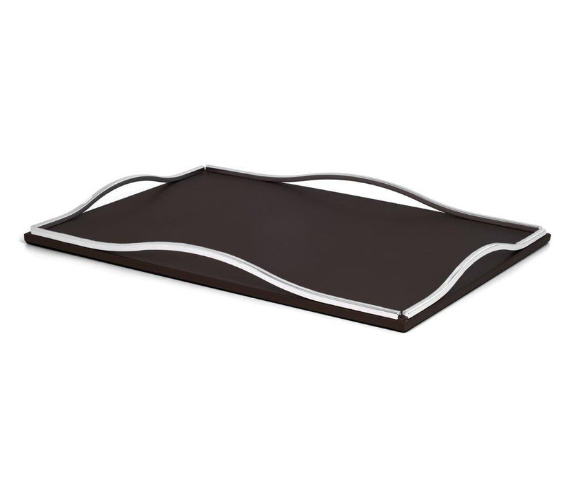 Modern Wave Tray with Calf Leather Design and Luxurious Metal Handles