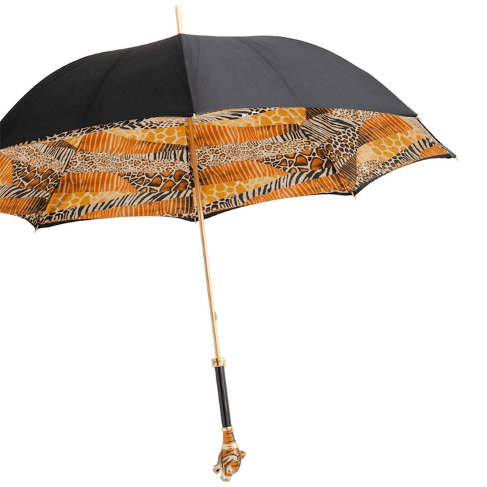 Cool Black Tiger Print Luxury Umbrella for Women