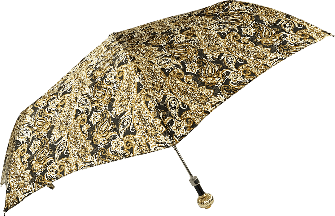 Cream Folding Umbrella with Yellow Stone Handle