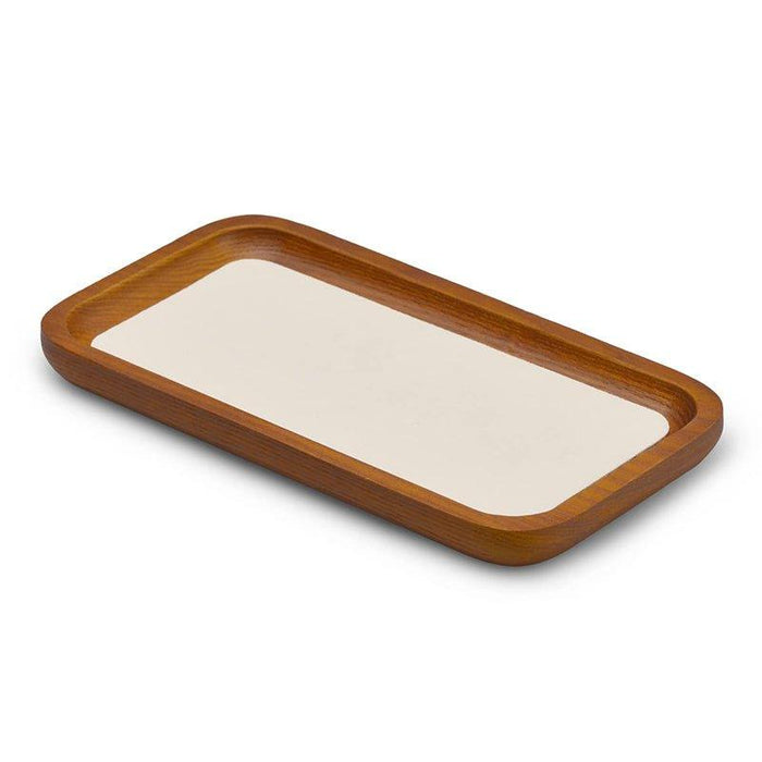 Cream White Rectangle Wood Jewelry Display Tray