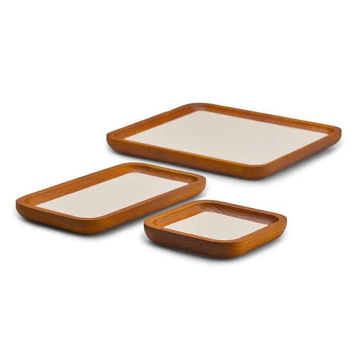 Cream White Rectangle Wood Jewelry Display Tray