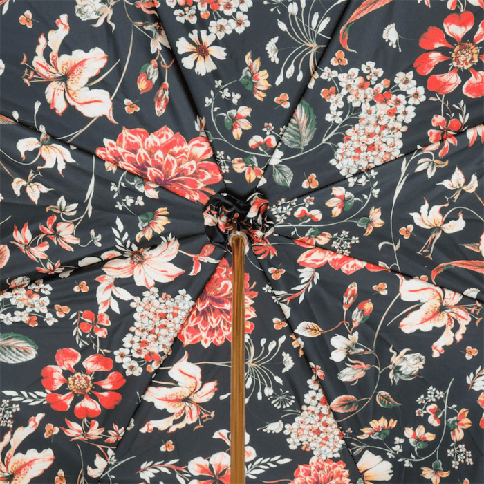 Creamy Flowered Double Cloth Umbrella with Acetate Handle