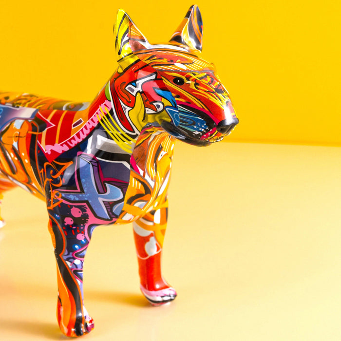 Painted Bull Terrier Statue