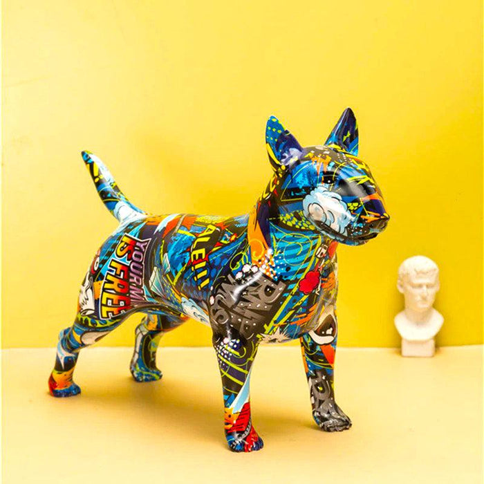 Painted Bull Terrier Statue