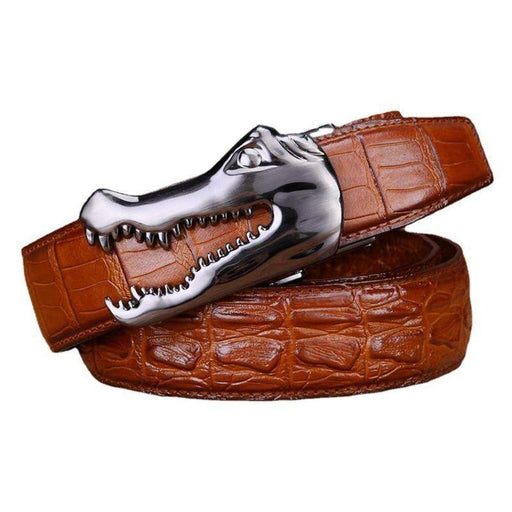 Crocodile Buckle Leather Belt For Men, Yerik Model