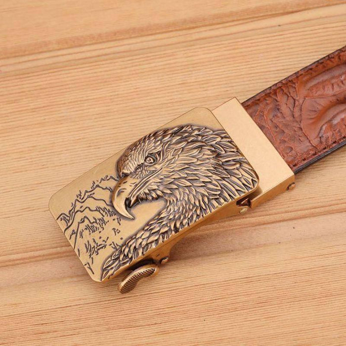 Crocodile Effect Leather Belt For Men, Abaka Model