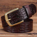 Crocodile Effect Leather Belt With Gold Buckle For Men, Garri Model