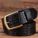 Crocodile Effect Leather Belt With Gold Buckle For Men, Garri Model