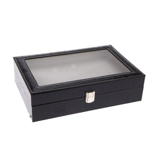 Crocodile Faux Leather Watch Box with 12 Slots