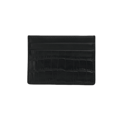 Crocodile Pattern Black Leather Card Holder