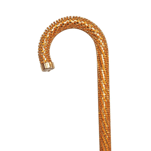 Crook Walking Cane Encrusted with Orange Crystals