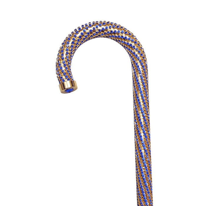 Crook Walking Cane Encrusted with Sapphire Crystals