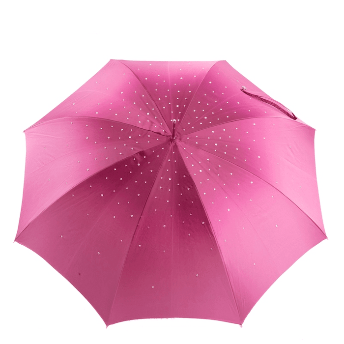 Crystal & Designer Handle Pink Double Cloth Umbrella