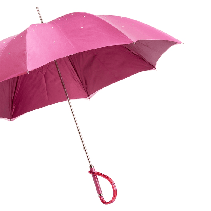 Crystal & Designer Handle Pink Double Cloth Umbrella