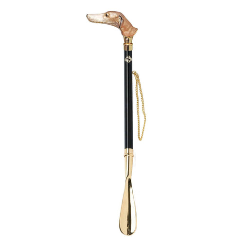 Crystal Greyhound Handled Shoehorn in 24K Gold Plating