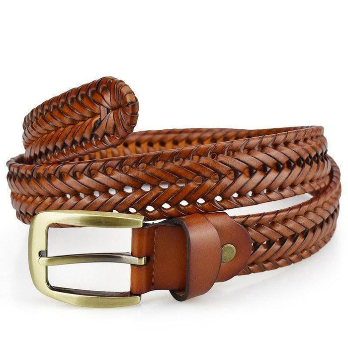 Custom Braided Leather Belt For Men, Nikoloz Model