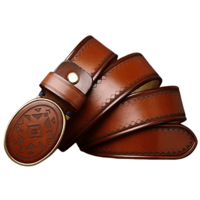 Custom Brown Leather Western Belt For Men