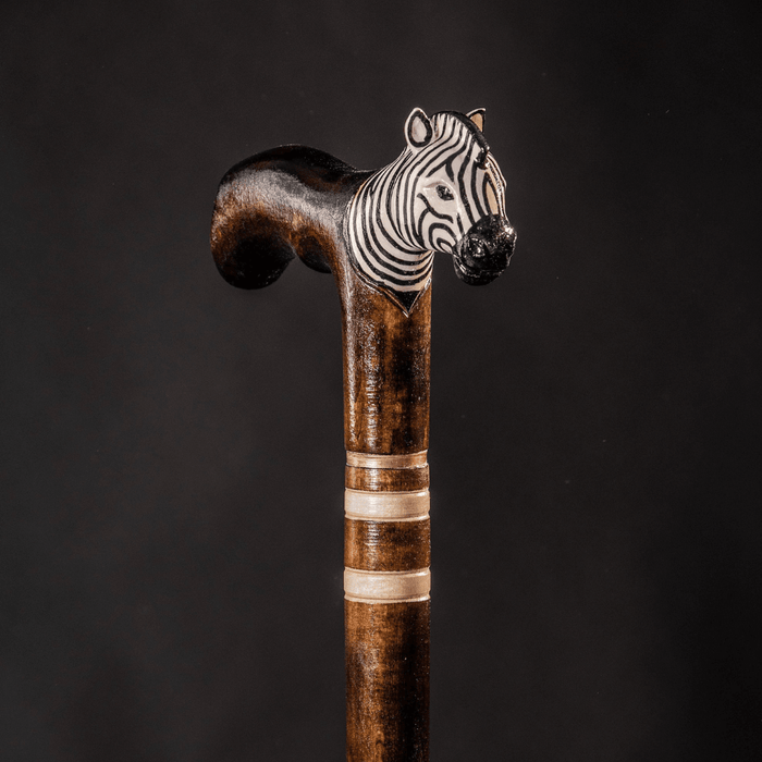 Custom Zebra Walking Cane Hand Carved - Handcrafted