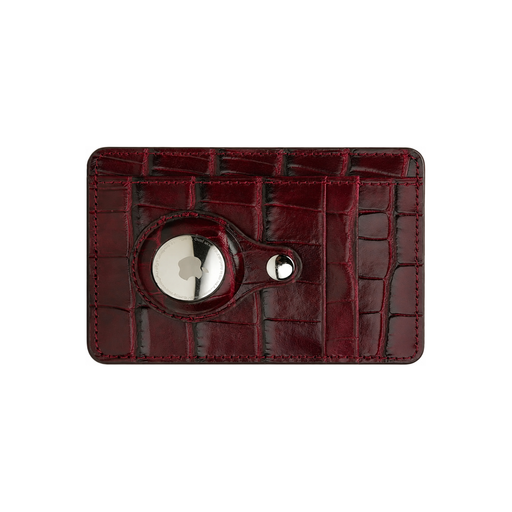 custom engraved Italian leather AirTag wallet